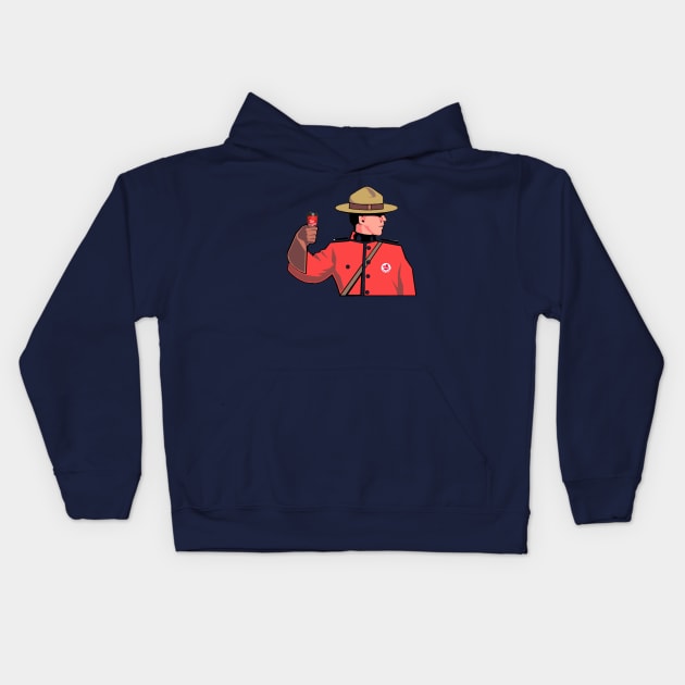 Mountie on a Timmies Run Kids Hoodie by Notfit2wear